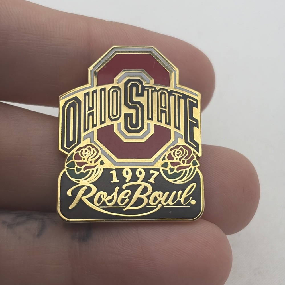 Vintage 1997 Ohio State Buckeyes Block O Rose Bowl NCAA Football Lapel Hat Pin